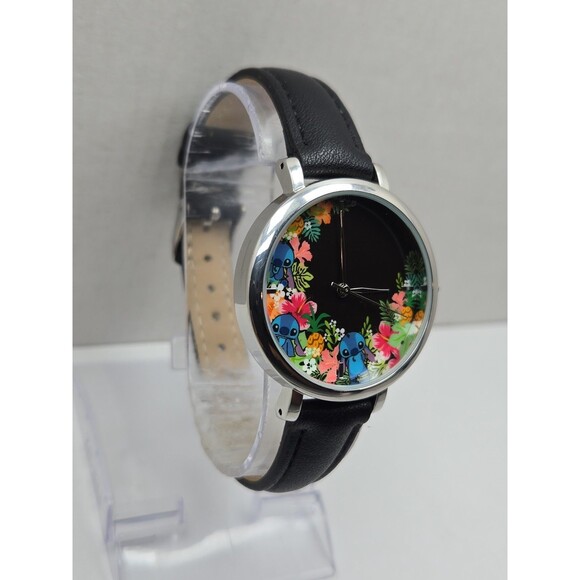 Disney Accutime Lilo Stitch Tropical Floral Black Analog Adult Watch New Battery main image 4